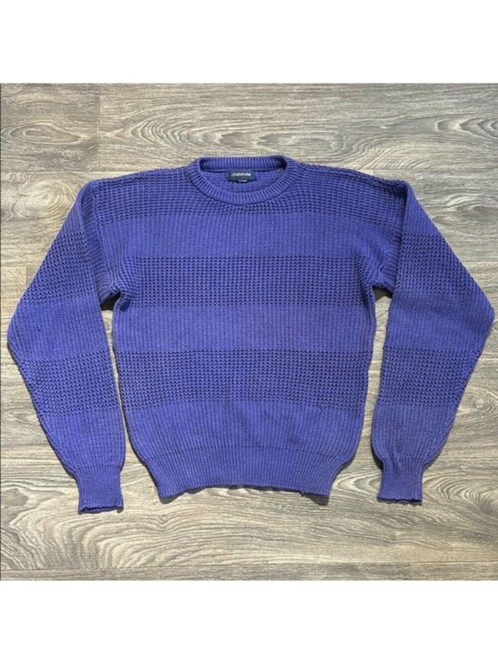 Vintage Claybrooke Purple Crochet Cotton Crewneck Sweater Medium Made In USA